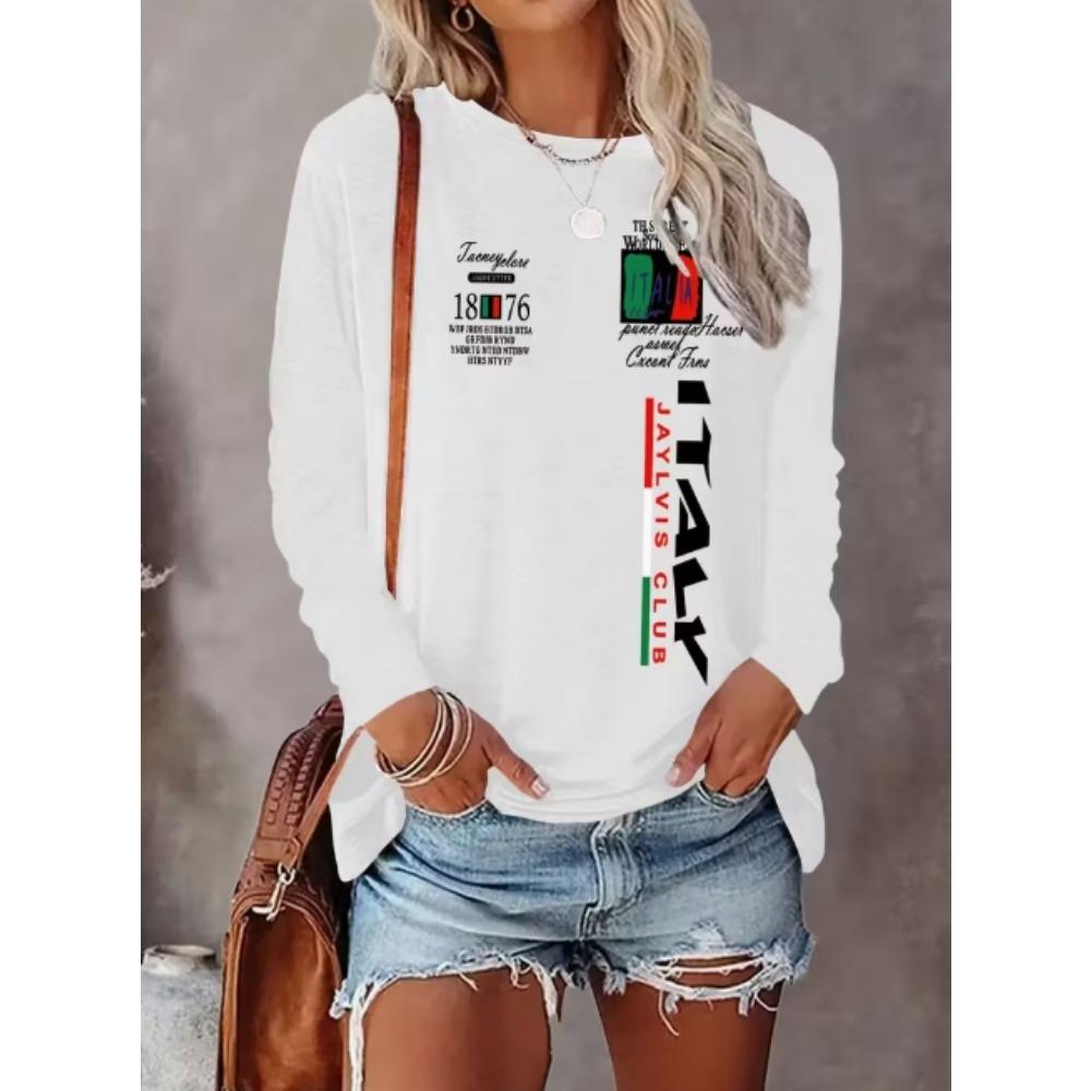 Ladies' Casual V-neck Long Sleeved Cartoon Portrait Contrasting Printed Semi Transparent Top