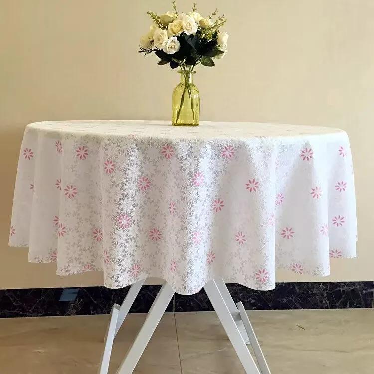 Plastic Lace Round Tablecloth Thick Multi-color Printed Tablecloth Waterproof Oil Resistant Washable Table Cover 135x180cm