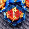 Runes DND Resin Dice Gazes Eye Dice Golden Blue Liquid Core Flaming RPG Sharp Edged Dice Set with Gift Box Polyhedral Compatible