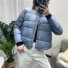 Womens Lightweight Short Down Jacket Winter Minimalist Chic Puffer Coat Slim Fit Stand Collar