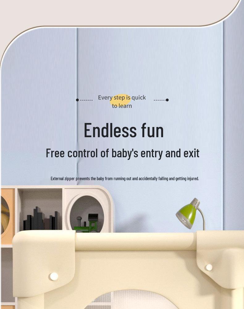 Baby-Laufstall mit weicher Polsterung und Bällebad-Matte - Krabbel- und Schutzgitter für Wohnzimmer-Spielbereich