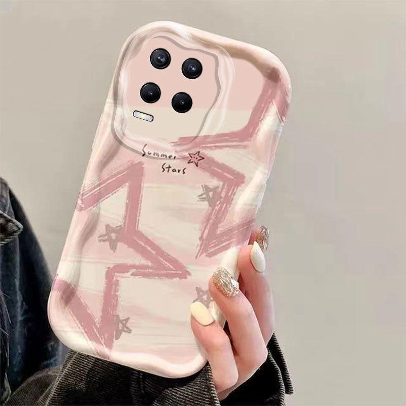 OPPOrealme8 Mobile Phone Case Pink Star Advanced All-inclusive Anti-drop Real Me 8Pro Ultra-thin Protective Case Soft Case