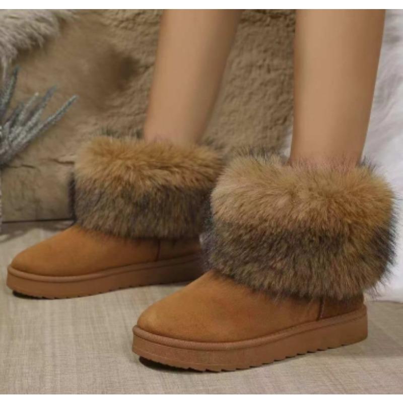 2024 Women's Plus Size Snow Boots, Furry Snow Boots, Warm Cotton Boots, Waterproof Low Cut Cotton Shoes