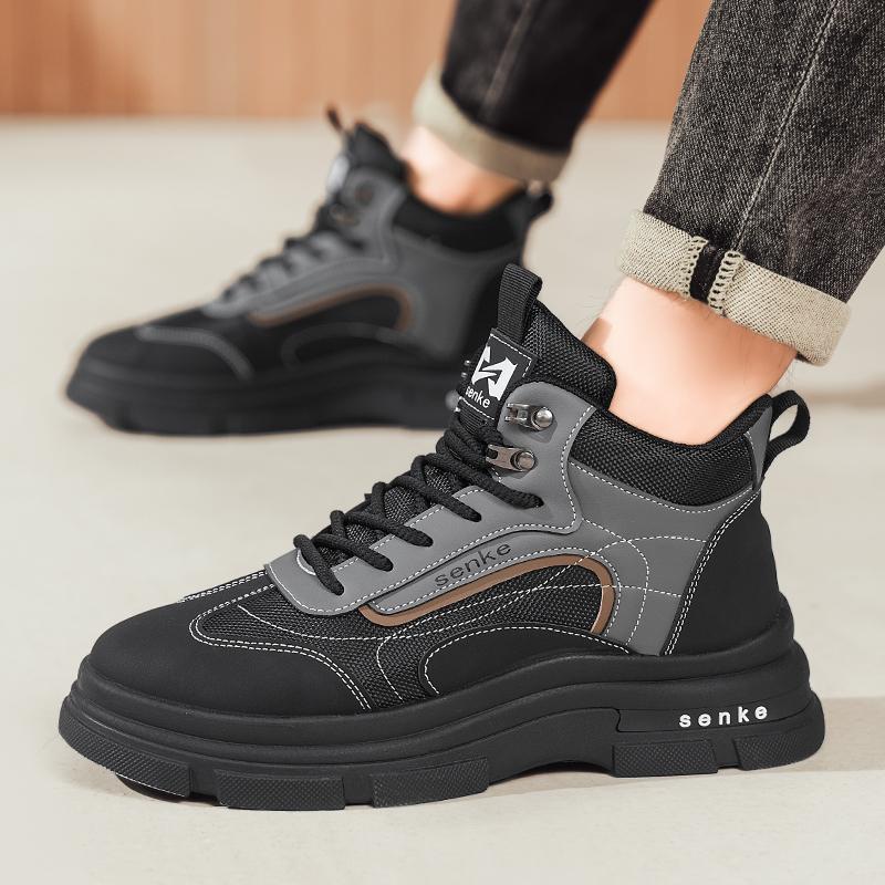 Autumn new men's high-top thick-soled Martin boots trendy British outdoor tooling short boots live leather casual men's boots