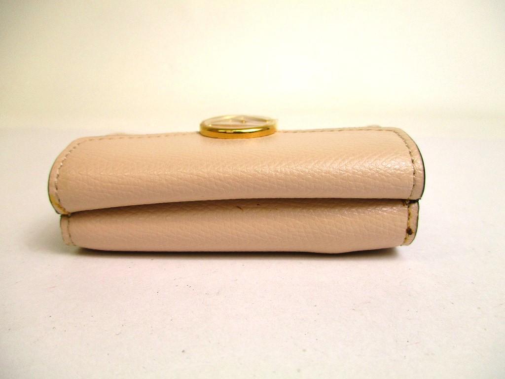 Оригинальный кошелек FENDI F IS FENDI FF бежевого цвета из кожи золотого цвета H/W Micro Trifold #a137, восстановленный