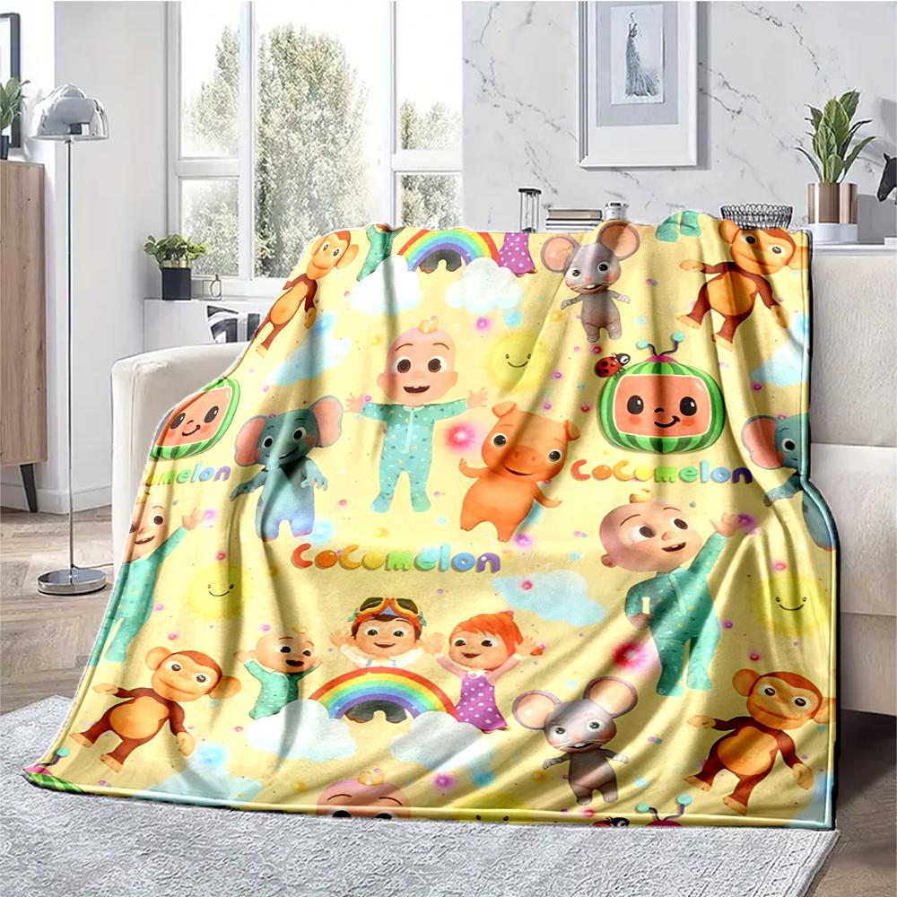 Cocomelon Theme Printed Blanket - Perfect for Couch, Bed, Travel & Outdoor Use | Machine Washable, Cozy & Durable.