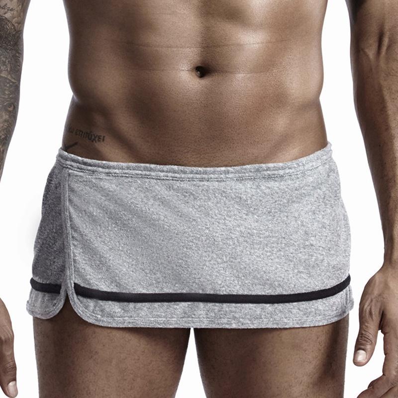 Nye Herre Innside Nettingtruser Sexy Håndkle Shorts Bomullsfleece Forkledesign Løse Hjem Fritids Boxershorts Pluss Størrelse