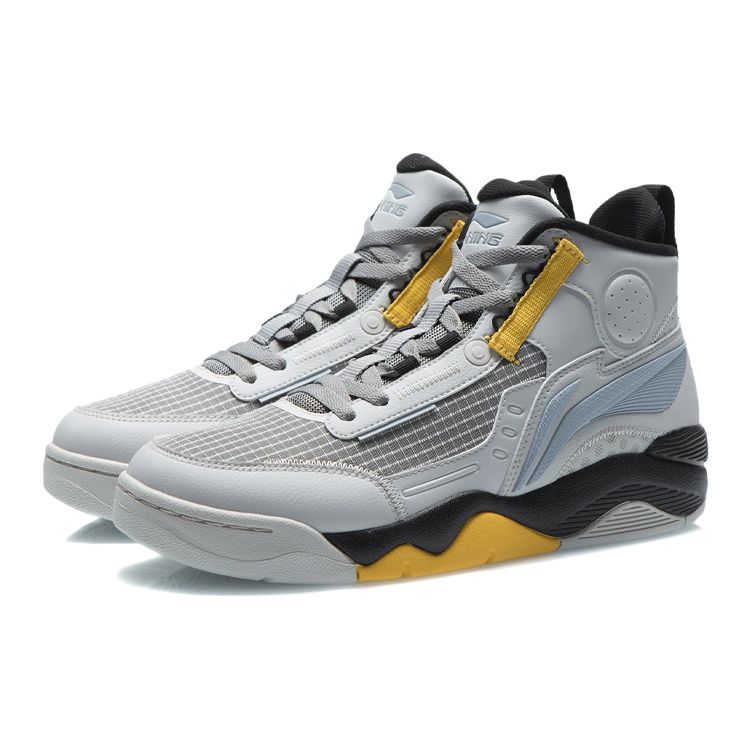 Li-Ning Breathable Comfortable Shock Absorbing Non-Slip Wear-Resistant Lightweight High-Top Basketball Shoes Men sneaker Gray AGBR081-3
