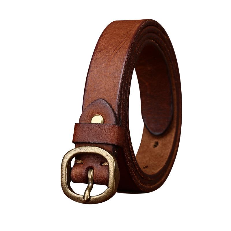 Retro Hong Kong Style Fashion Trend Versatile Decorative Thin Belt Women'S Genuine Leather First Layer Cowhide Needle Buckle Women'S Narrow Belt Wome