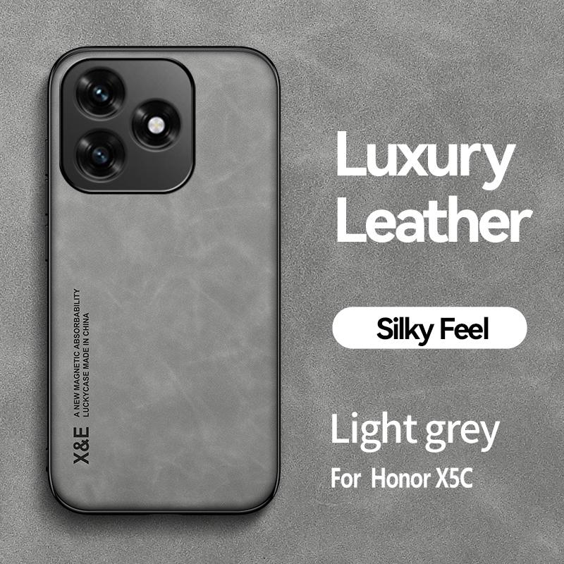 KEYSION Luxury Retro PU Leather Case for HONOR X5c Soft Silicone+PC Shockproof Phone Back Cover for Huawei Honor X5C