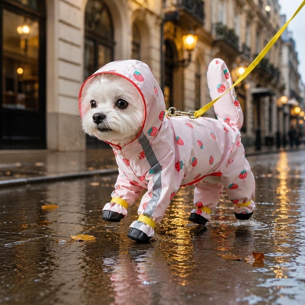 Waterproof Pet Raincoat with Hood Full Body Coverage Protective Dog Rain Jacket with Paw and Tail Covers for Small Medium Dogs