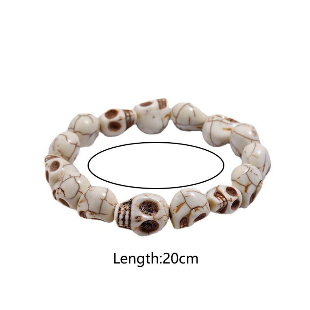 Vintage Design Skull Beaded Bracelet Punk Bangle Personalized Skeleton Beaded Bracelet  Friend Gift