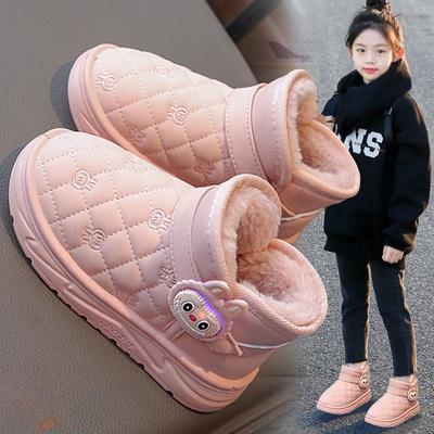 Mädchen Winter Schneestiefel Prinzessin Baumwollstiefel Fellgefüttert Mädchen Große Baumwollschuhe Warmes Fleecegefüttertes Kurze Stiefel