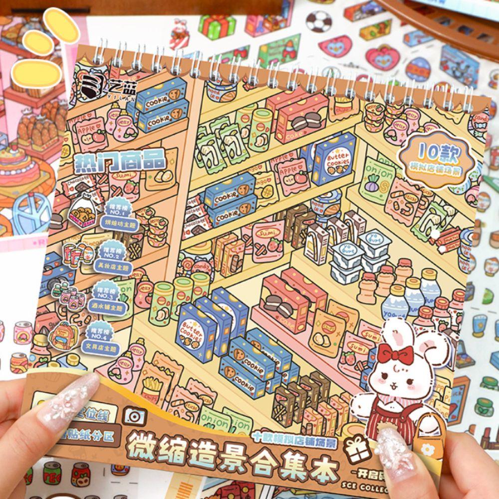 Cartoon Miniature Landscape Sticker Collection Decorative Visual Stacking DIY Cabin Scene Sticker 3D Landscape Sticker Book