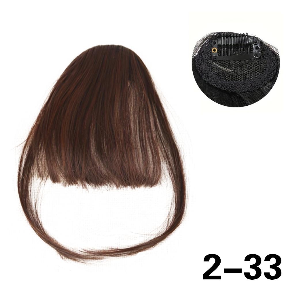 XINRAN Synthetische kurze gerade Clip-in-Luft-Pony-Perückenverlängerungen mit ordentlichen Pony-Fransen-Haarteilen, natürliche Perücke für Frauen, Cosplay-Kleidung