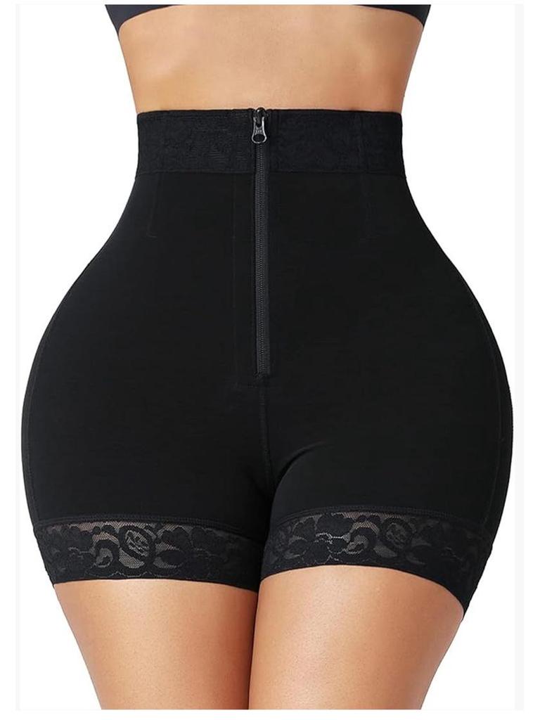 Plus Size High Compression Tummy Control Shaper Pants with Zipper and Hook for Waist Training and Hip Lift