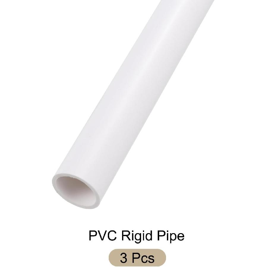 3pcs 5/8" X 0.8" PVC Pipe 24" Plastic Rigid Tubing Round High Impact Drain Pipe, [for Greenhouse Garden Home HVAC Plumbing] - 16x20mm / White