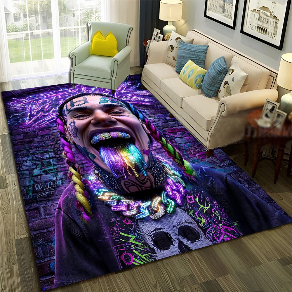 New Legend Rappers Star Art Cartoon Hip Hop Rug for Bedroom Living Room Sofa Home Doormat Decor,Kid Play Non-slip Floor Mat