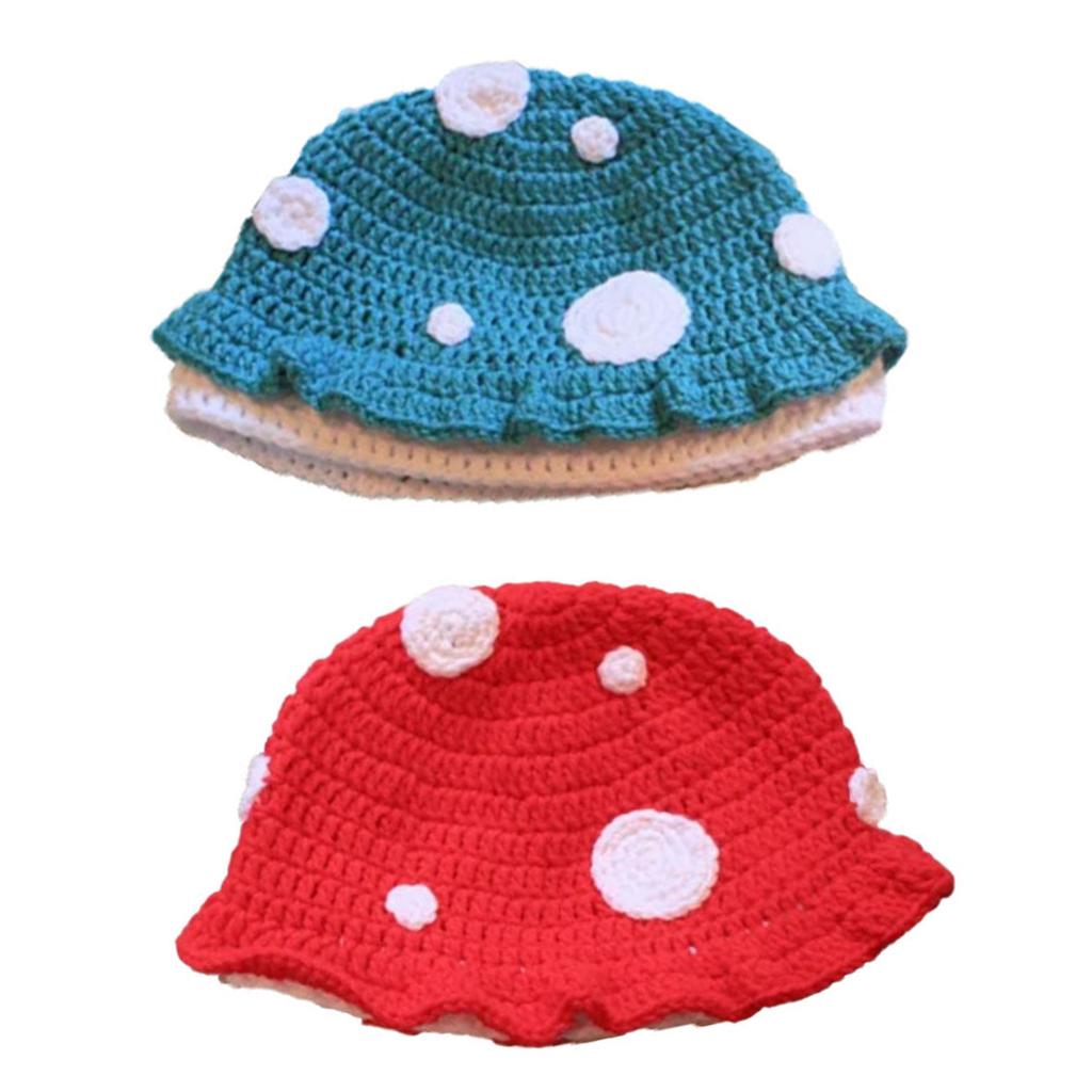 Unique Crocheted Hat Funny Mushroom Crocheted Hat Large Cap for Women Men Picture Props Cap Halloween Party