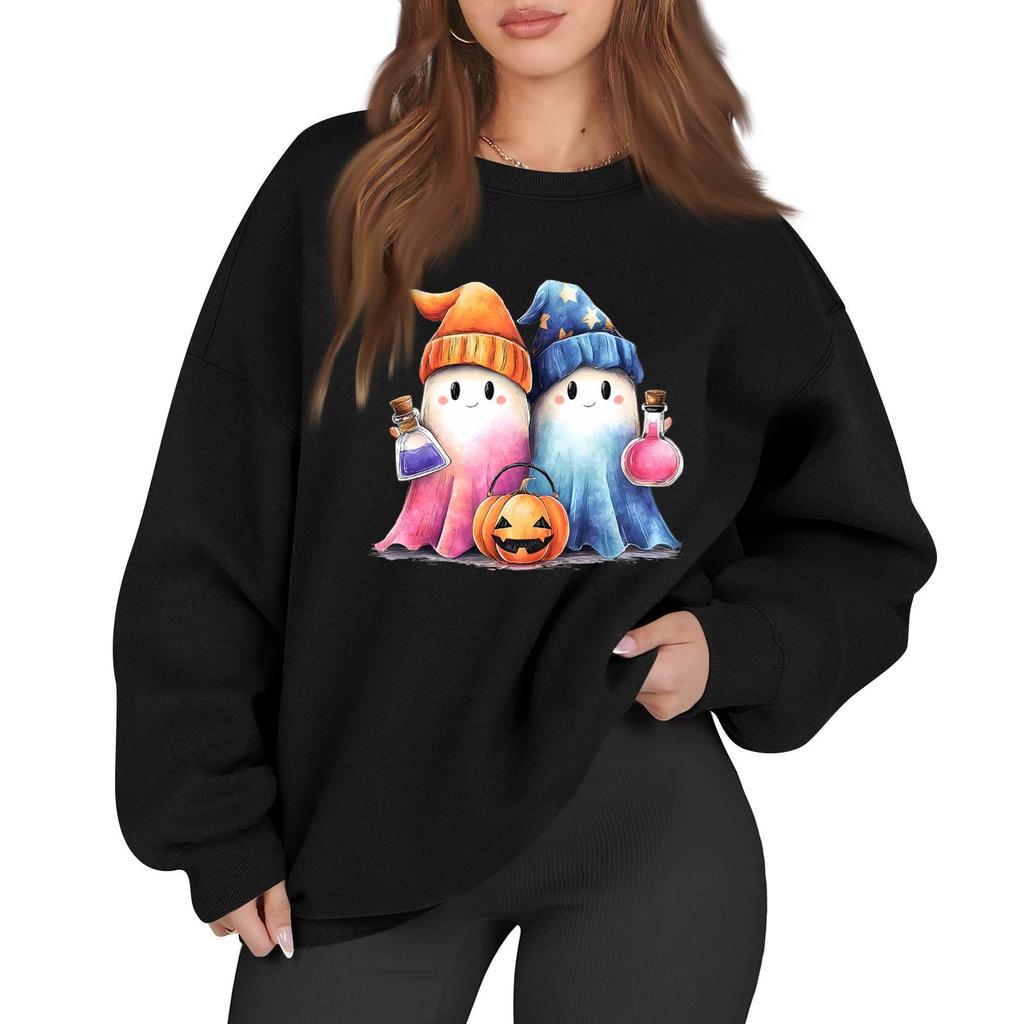 Women's Casual Fashion Long Sleeve Printed Round Neck Sweatshirt Top