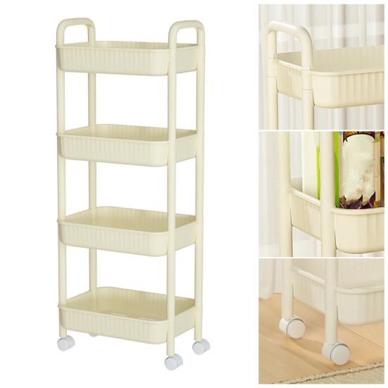 Küchenwagen Lebensmittelgeeigneter Kunststoff 2/3/4-stöckiger Aufbewahrungswagen mit leisen Rädern Schlankes Design Snacks Apartment Aufbewahrungswagen Universalwagen