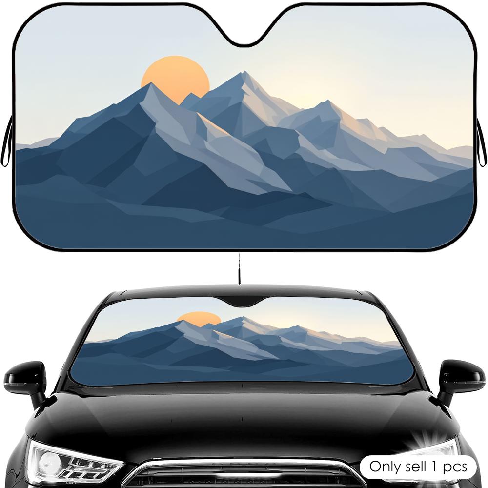 Minimalist Mountain Silhouette Sun Visor Car Windshield Sun Shade UV Protection Heat Insulation Cover Universal Sun Protector