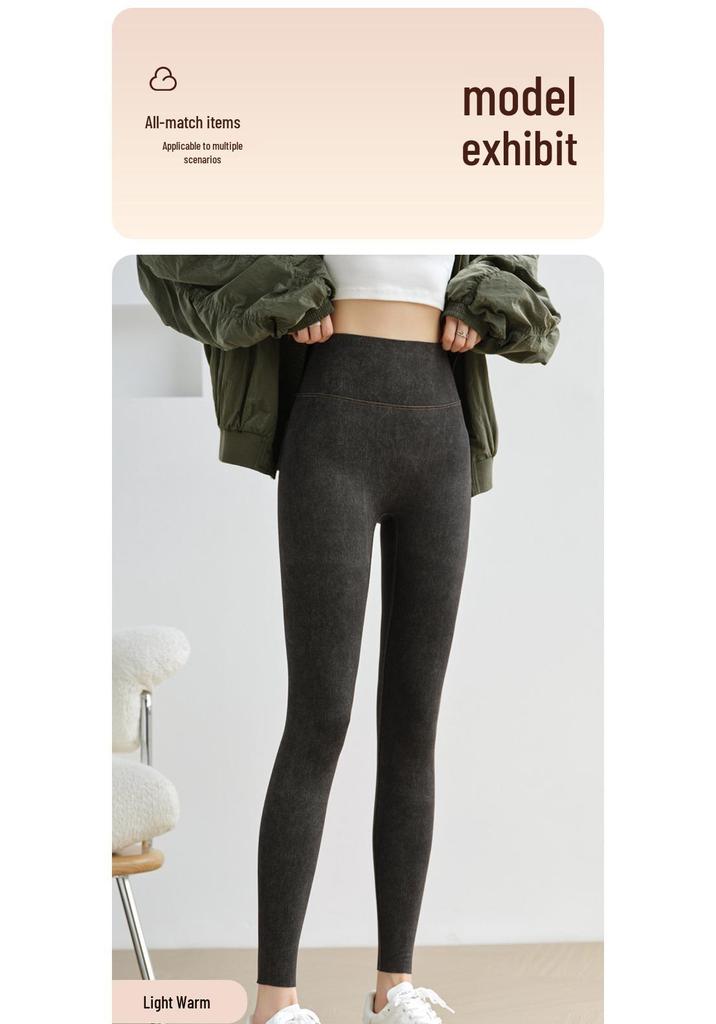 Women's Slim Fit Cashmere Silk Fleece-Lined Winter Pants with Pockets
