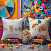 Friendship Companionship Teddy Bear Pillow Case Anti-Dustmite Pillowcase Invisible Zipper Silky Short Plush Sofa Cushion Cover