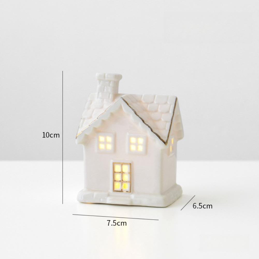 Weißes Porzellan Dorfhaus LED Beleuchtete Tischdekorationen Neue Hausfiguren Winterdeko