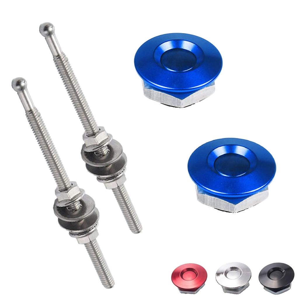ROOOCYY Hood Pins Universal Push Type Hood Pin Trunk Aero JDM USDM Custom Set of 2 Blue