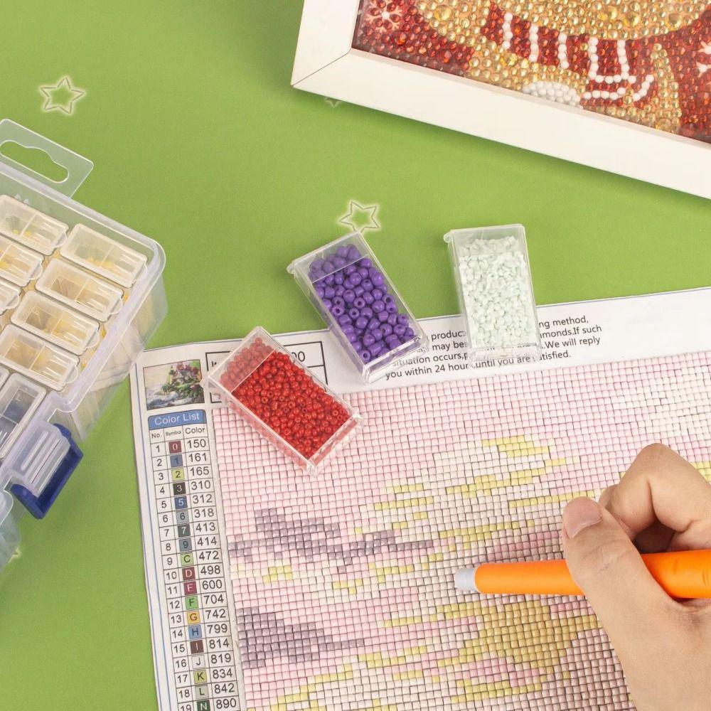 Clear Perler Beads Storage Boxes DIY with Handle Nail Art Jewelry Accessories Container Diamond Embroidery Accessories Drill Box