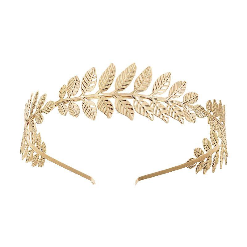 

European and American Bride Leaves Headband Greek Baroque Style Golden Leaf Bridal Armband Pearl Earrings No.1 Headband Gold