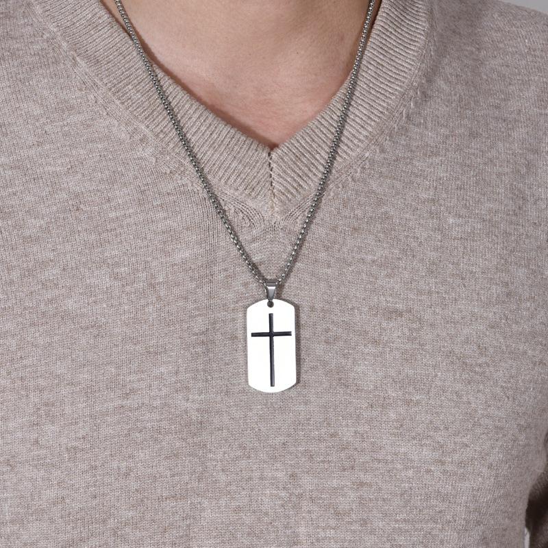 Men's Minimalist Stainless Steel Cross Pendant Necklace