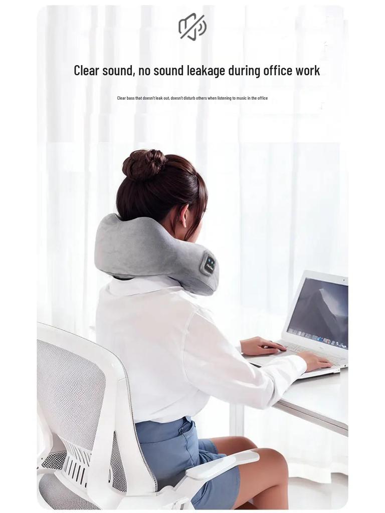 U-förmiges Bluetooth-Nackenkissen mit Stereo-Sound für Reisen und Büro