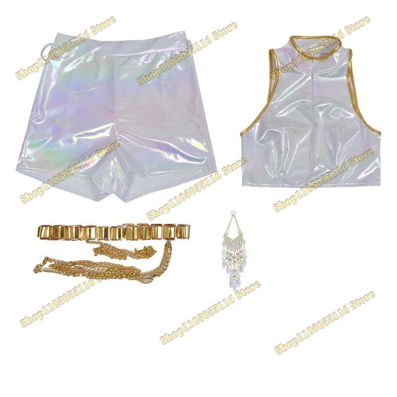 Costum de Performanță Alb Auriu pentru Copii KPOP Huntrix Rumi Zoey Mira Costum Cosplay Perucă KPop Vânătorii de Demoni Uniformă Petrecere Halloween