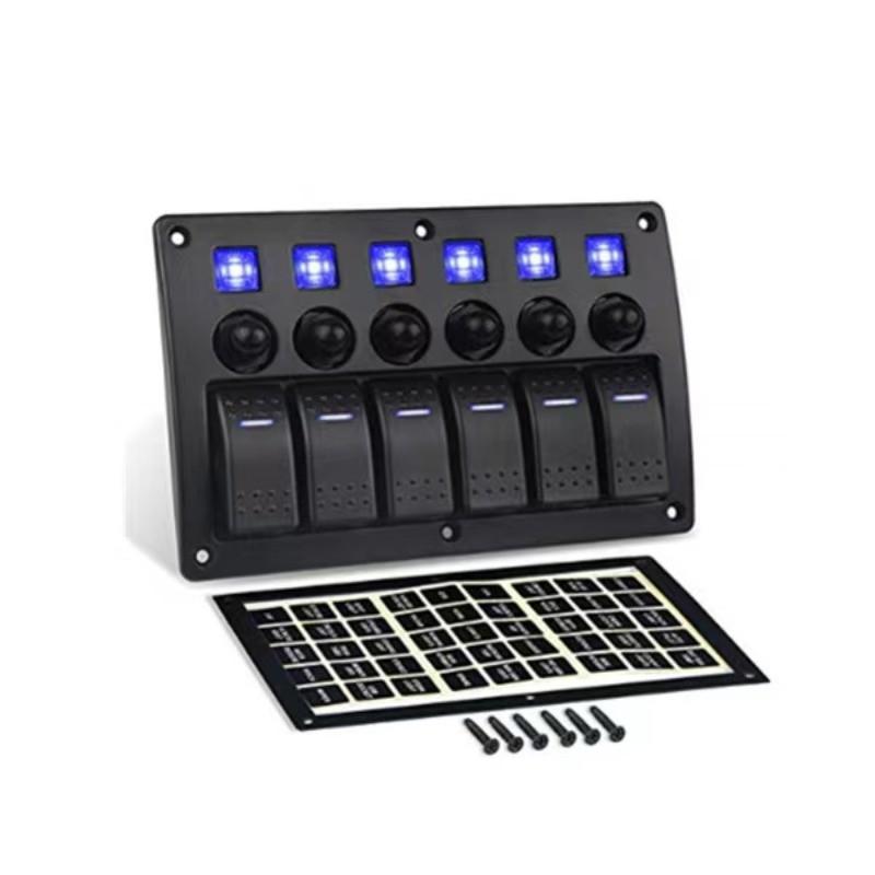 Boat Car Marine Rocker Switch Panel Overload Protection Waterproof LED Switch Panel DC12/24V ON-OFF Aluminium Switches