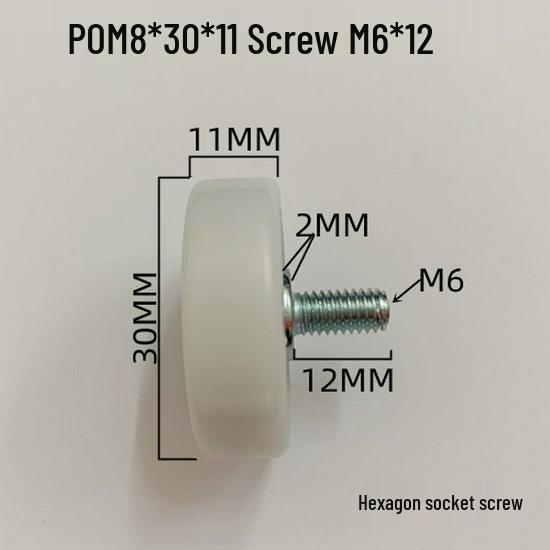 626 Rubber-Coated Nylon Roller with Shaft, 608 Bearing Pulley Wheel Guide