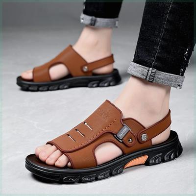 2025 Sommer neue Herren Drag Wear Doppelzweck Ledersandalen Herren Leder atmungsaktive Strandschuhe Sandalen können gespült werden 5263