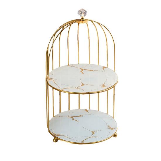 Cosmetics Storage Rack Birdcage Shape Thick Iron Frame Organizer Large Capacity with Elevated Bottom Design Display Rack