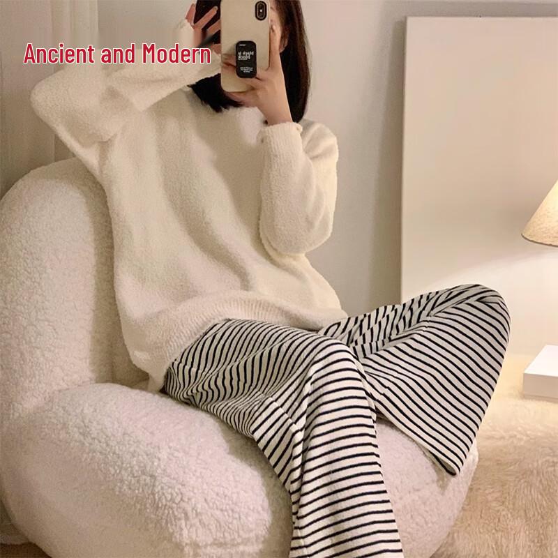 GUJIN Women s High-Neck Coral Fleece Loungewear Set One Size (90-140 jin)