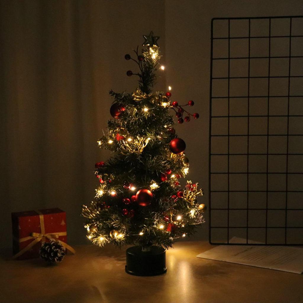 Lighted Tabletop Artificial Christmas Tree Ornament Gift Art Crafts Desktop Xmas for