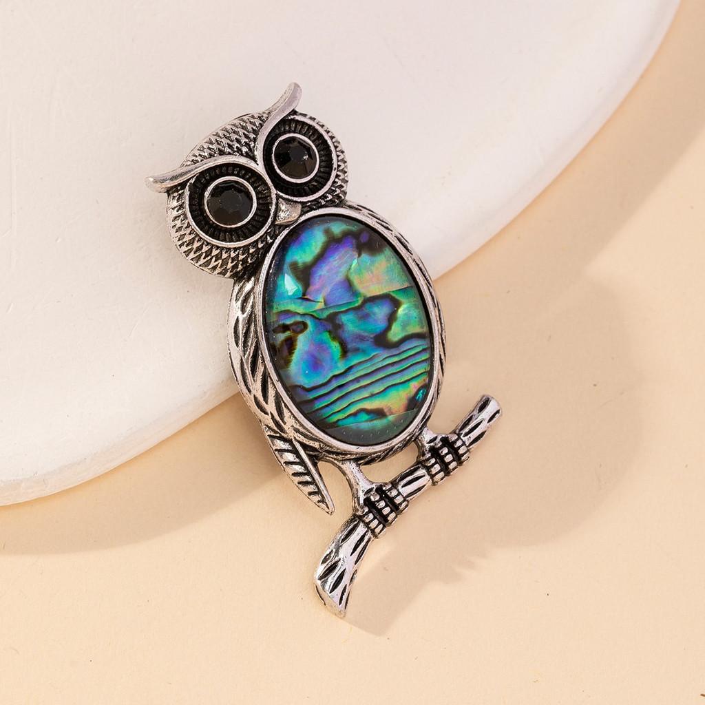 Owl Pendant Brooch With Natural Stone Embedding For Fashion Accessories