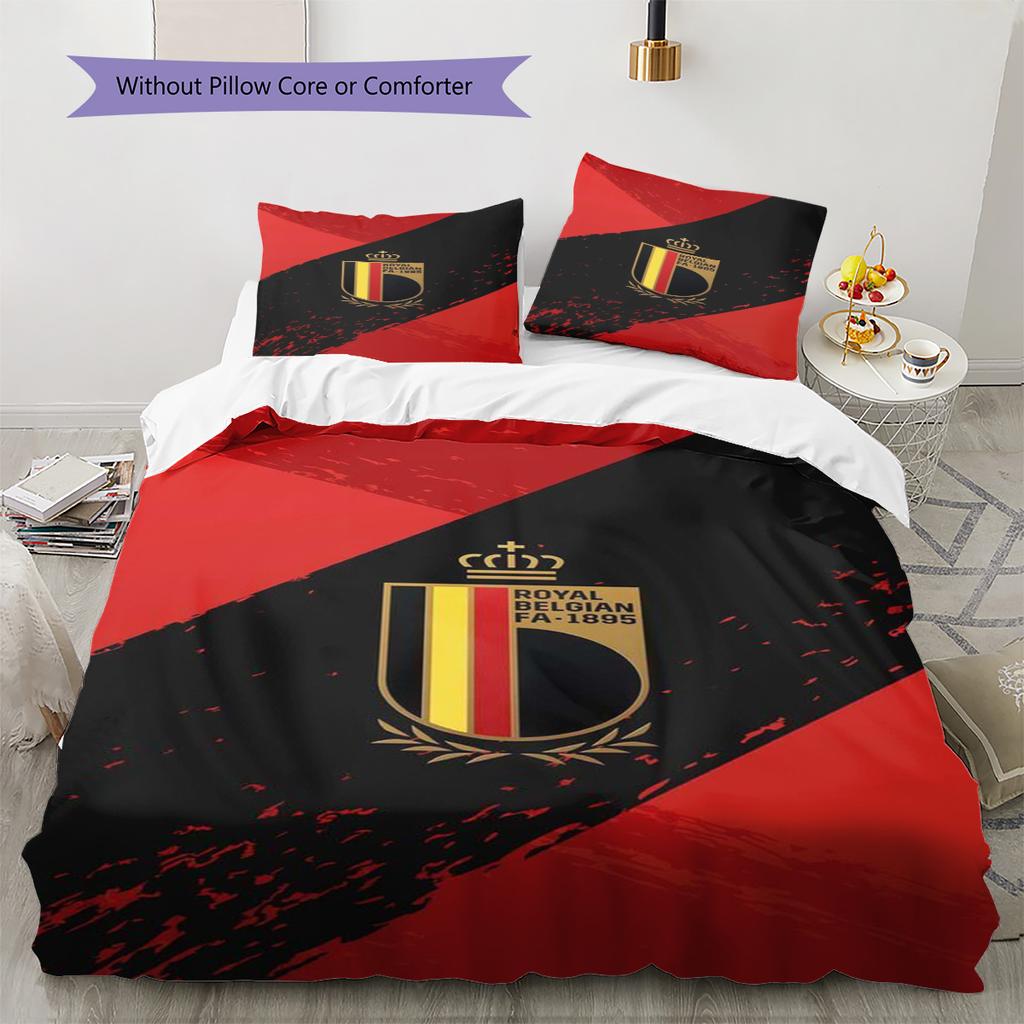 Belgium Pattern Bedding Set Quilt Cover Pillowcase Home Decor Gift (1 * duvet cover + 2 * pillowcase, without core)