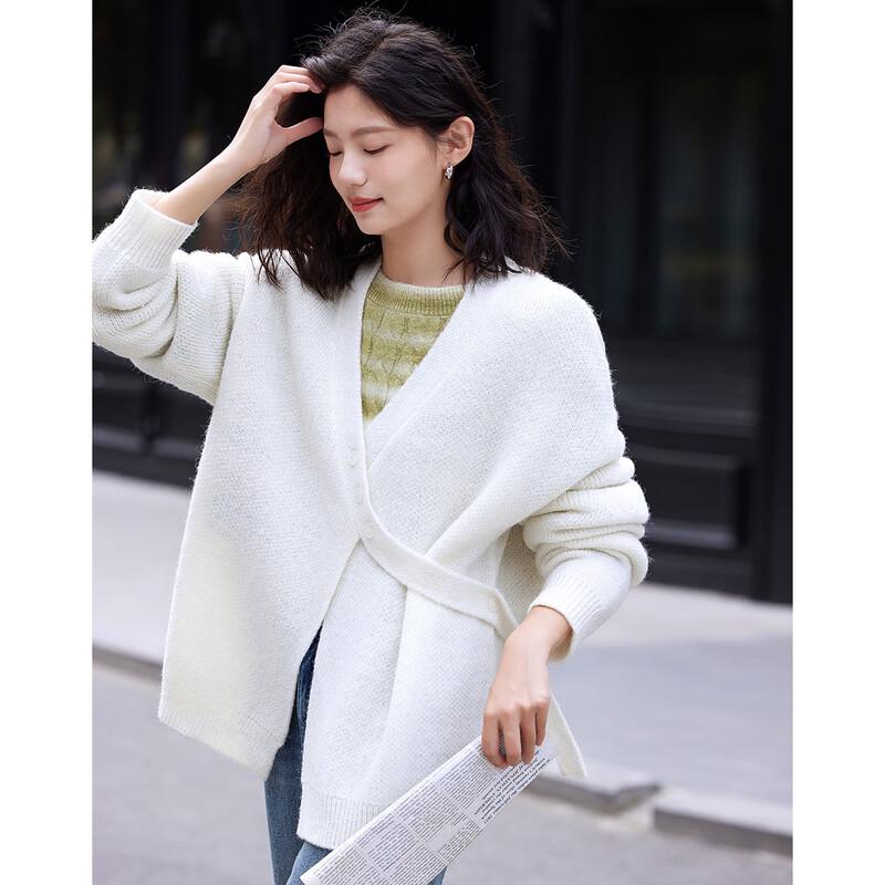 Demana French Style Wool Blend V-Neck Cardigan