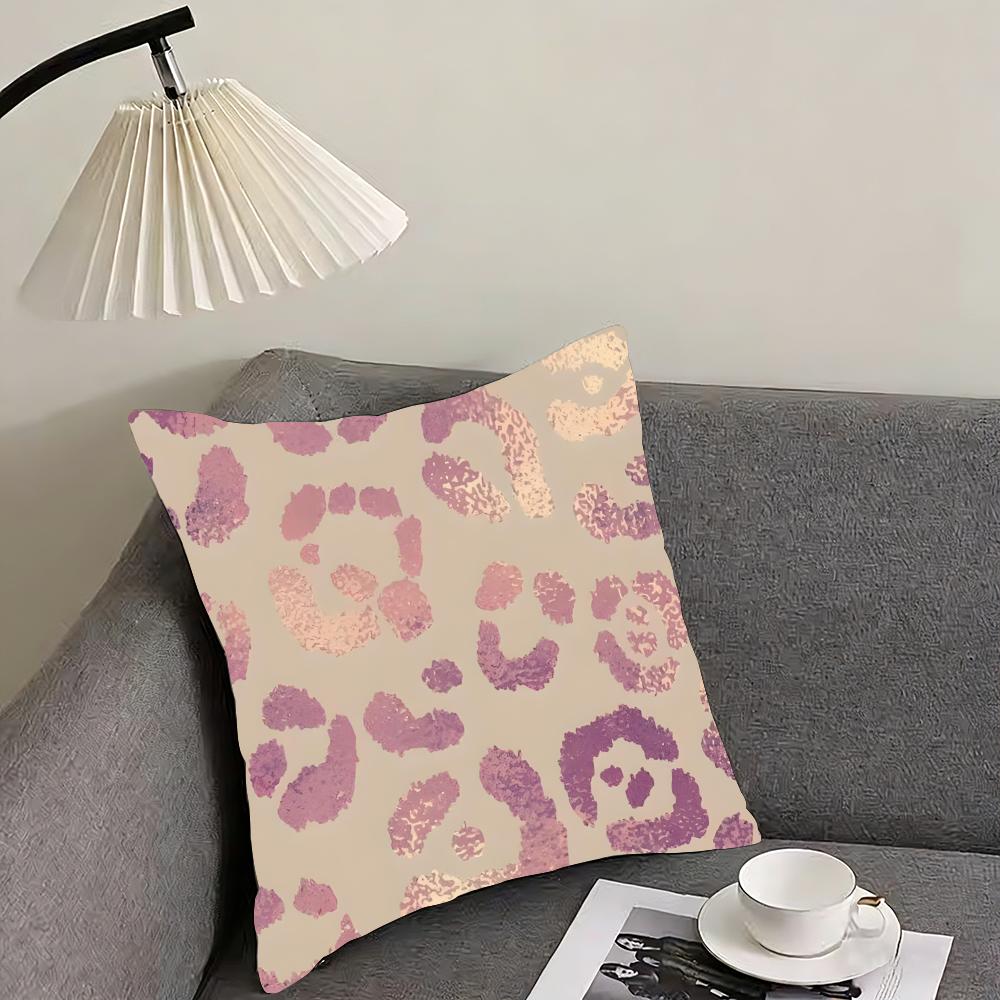 Pink Leopard Fashion Cushion Cover Pillowcase Ultra Soft Skin Friendly Fabric Cloud Like Comfort & Concealed Zipper