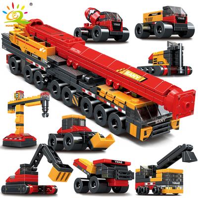 8in1 Engineering Kran Lkw Bausteine Bulldozer Bagger Auto Stadt Bau MOC Bricks Set Für Kinder Kinder