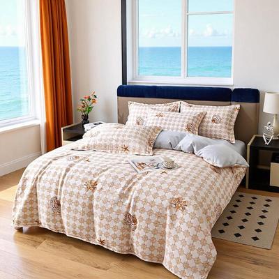 Pastoral Cotton Duvet Cover Set: Men's & Women's All-Season 4-Piece Bedding with Bed and Fitted Sheets