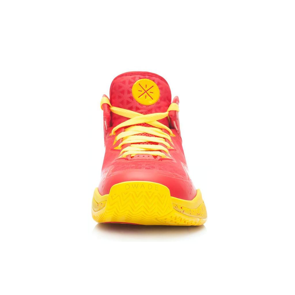 Li Ning WOW 3 Trendy Cushioning Slip Resistant Mid top Basketball Shoes Men's Yellow Red Lightweight Version ABAK031-4