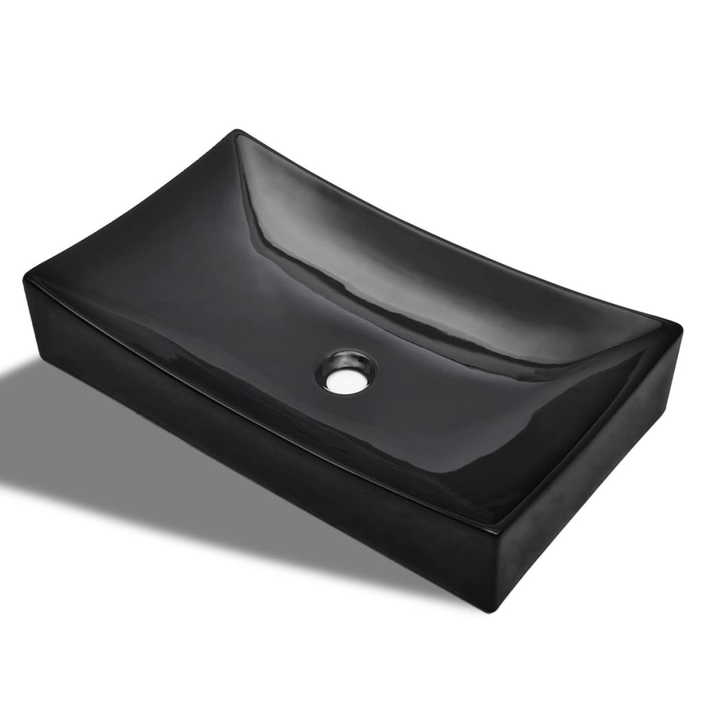 Umywalka Ceramiczna Prostokątna Czarna