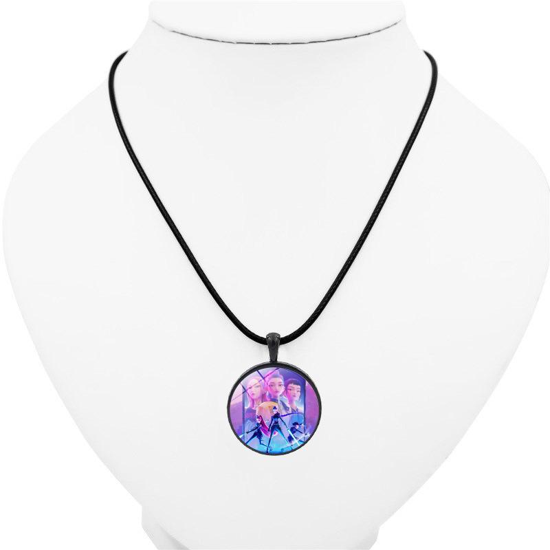 Colares Kpop Demon Hunter Formato Circular Pingente de Personagem de Desenho Animado Idol Fashion Joias Presentes para Fãs